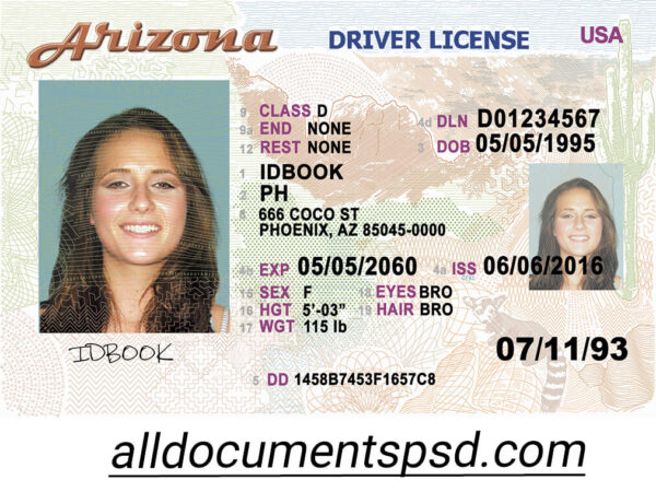 Arizona Driving License PSD template