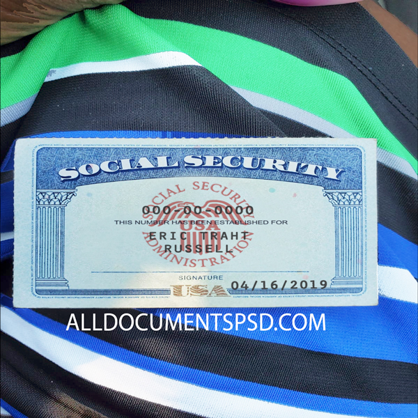 Social Security Card Template On Cloth