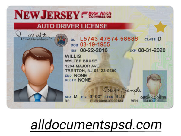 New Jersey Driver License PSD Template