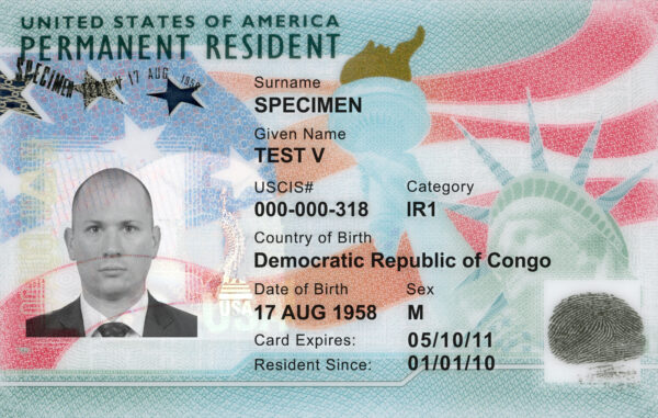 US Permanent Resident Card Template