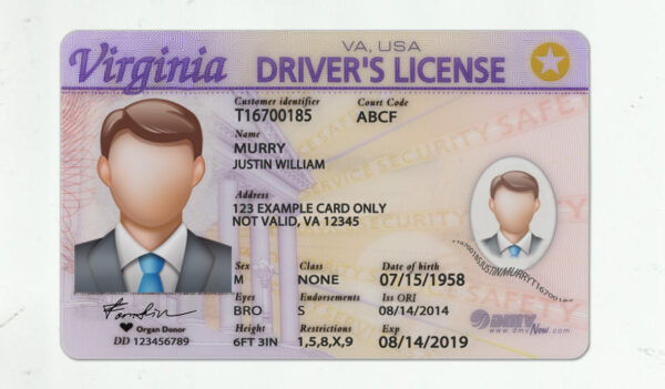 Virginia Driver License Template PSD